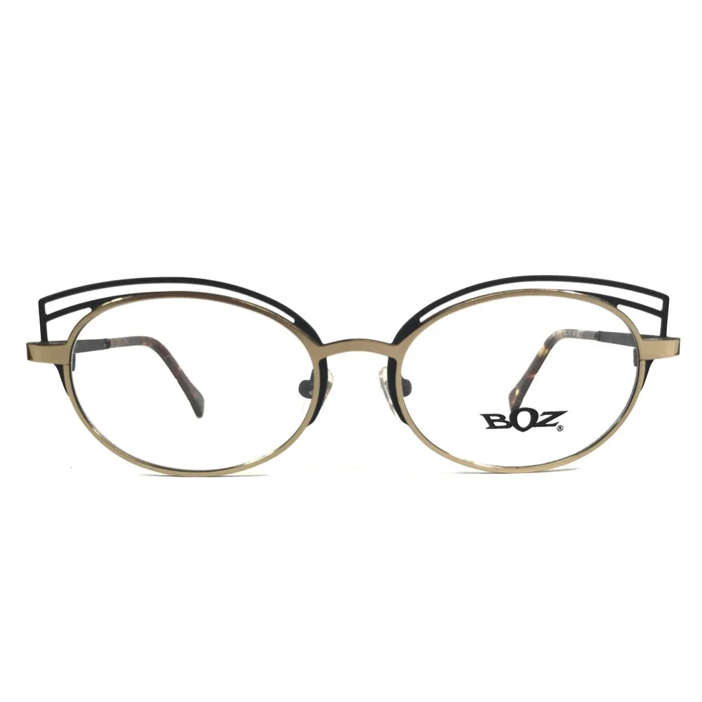 BOZ Eyeglasses Frames DONA 0055 Shiny Black Shiny Gold Cat Eye 50-16-140